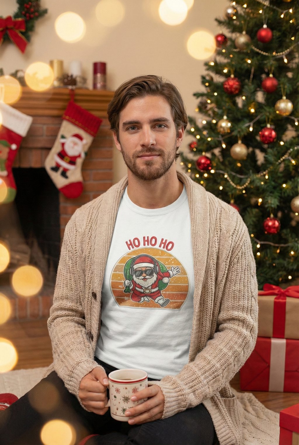 HO HO HO - Jumping Santa - Funny Cartoon Santa T-Shirt for Holiday Vibes, Geek Humor & Festive Gifting