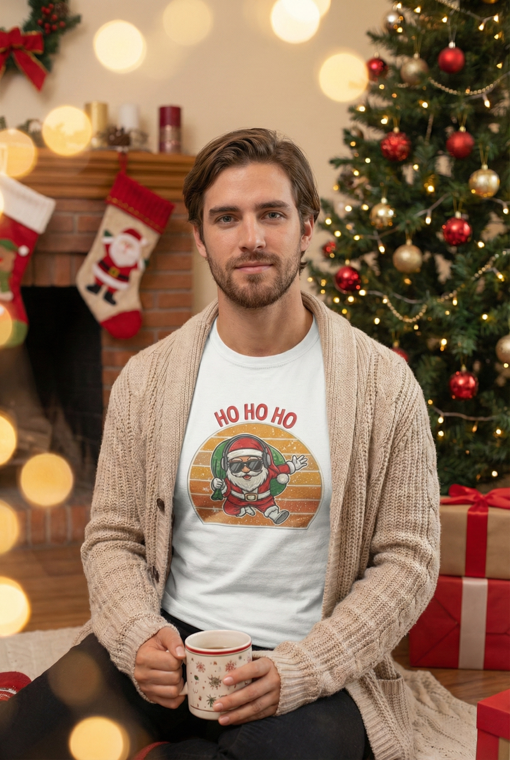 HO HO HO - Jumping Santa - Funny Cartoon Santa T-Shirt for Holiday Vibes, Geek Humor & Festive Gifting