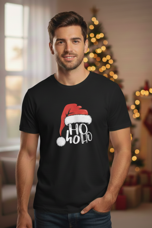 HO HO HO - Santa Hat - Funny Cartoon Santa Hat T-Shirt for Holiday Vibes, Geek Humor & Festive Gifting