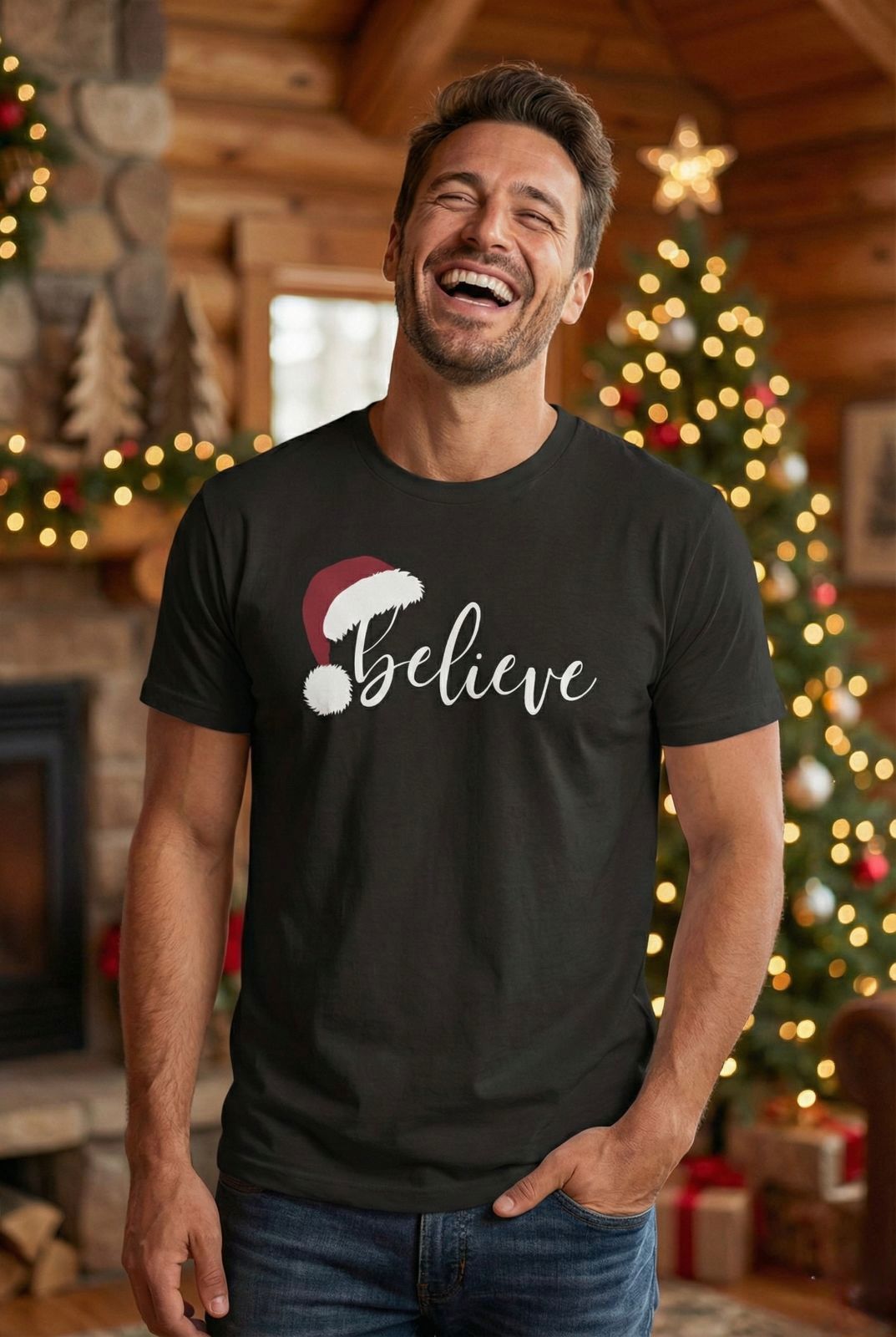 Believe in Christmas Magic – Festive Santa Hat Edition T-Shirt