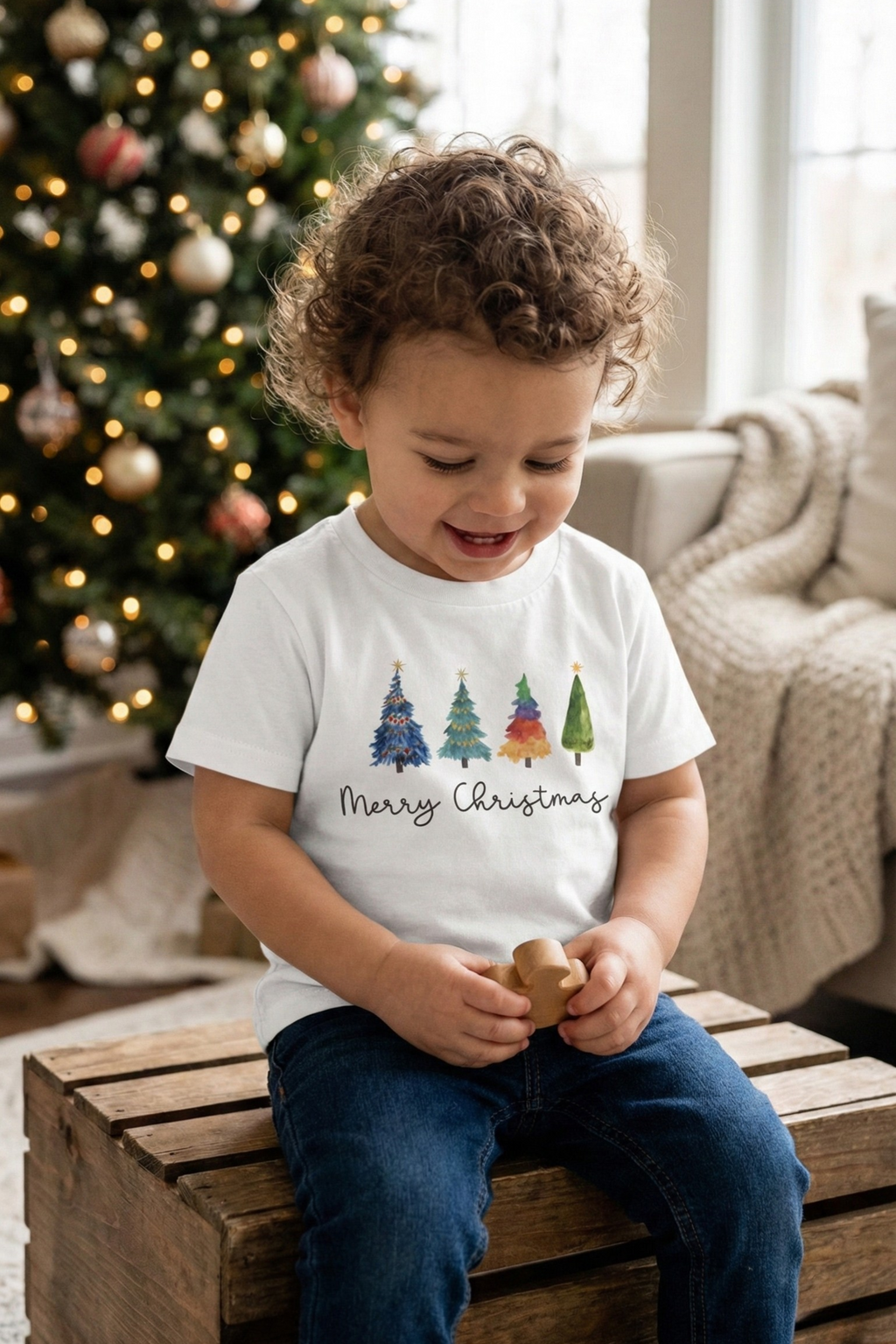 Merry Christmas Tree Squad Tee – Colorful Festive Toddlers Tee