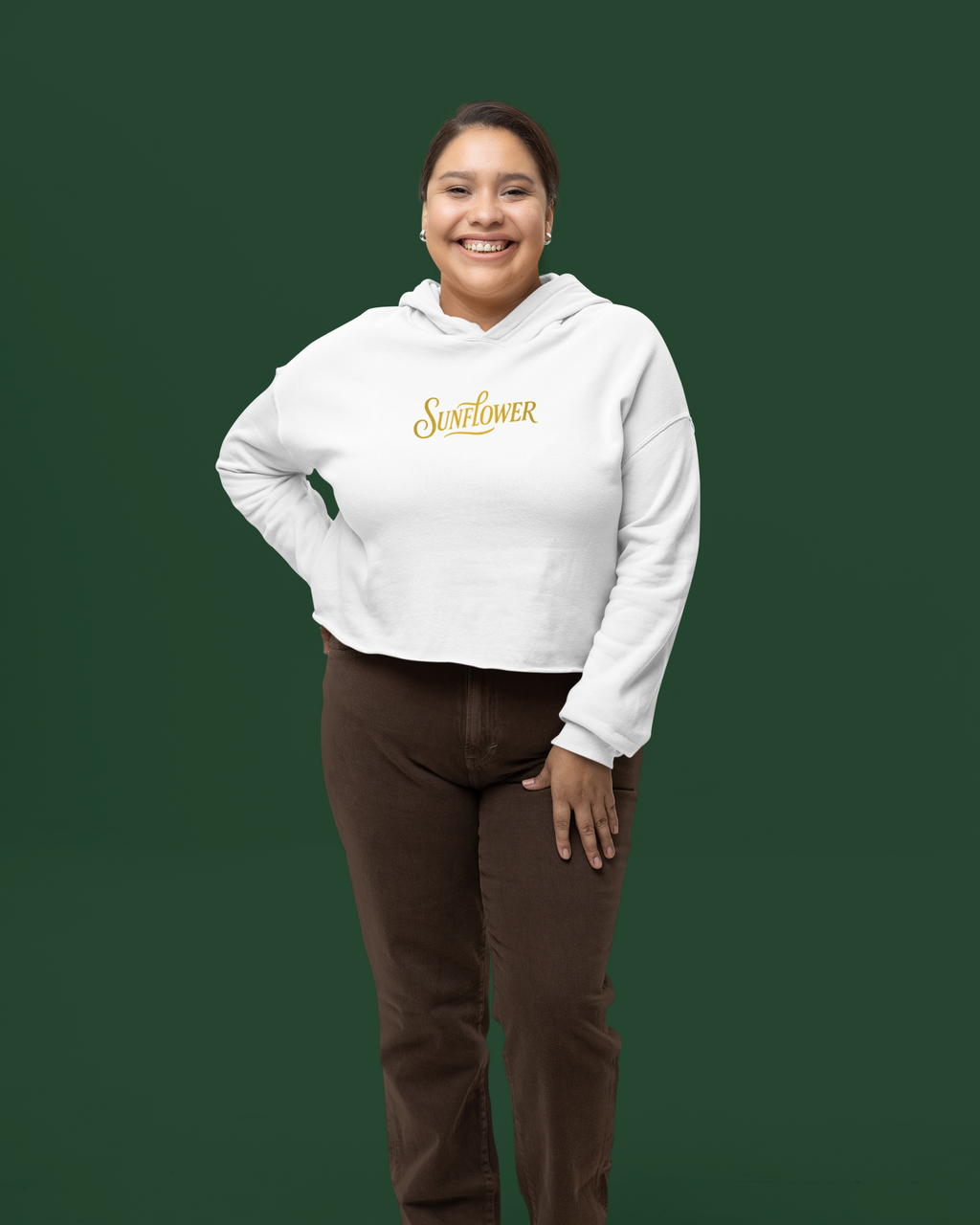 Twin Sunflowers Crop Hoodie – Artistic Back Print for Sunshine Lovers