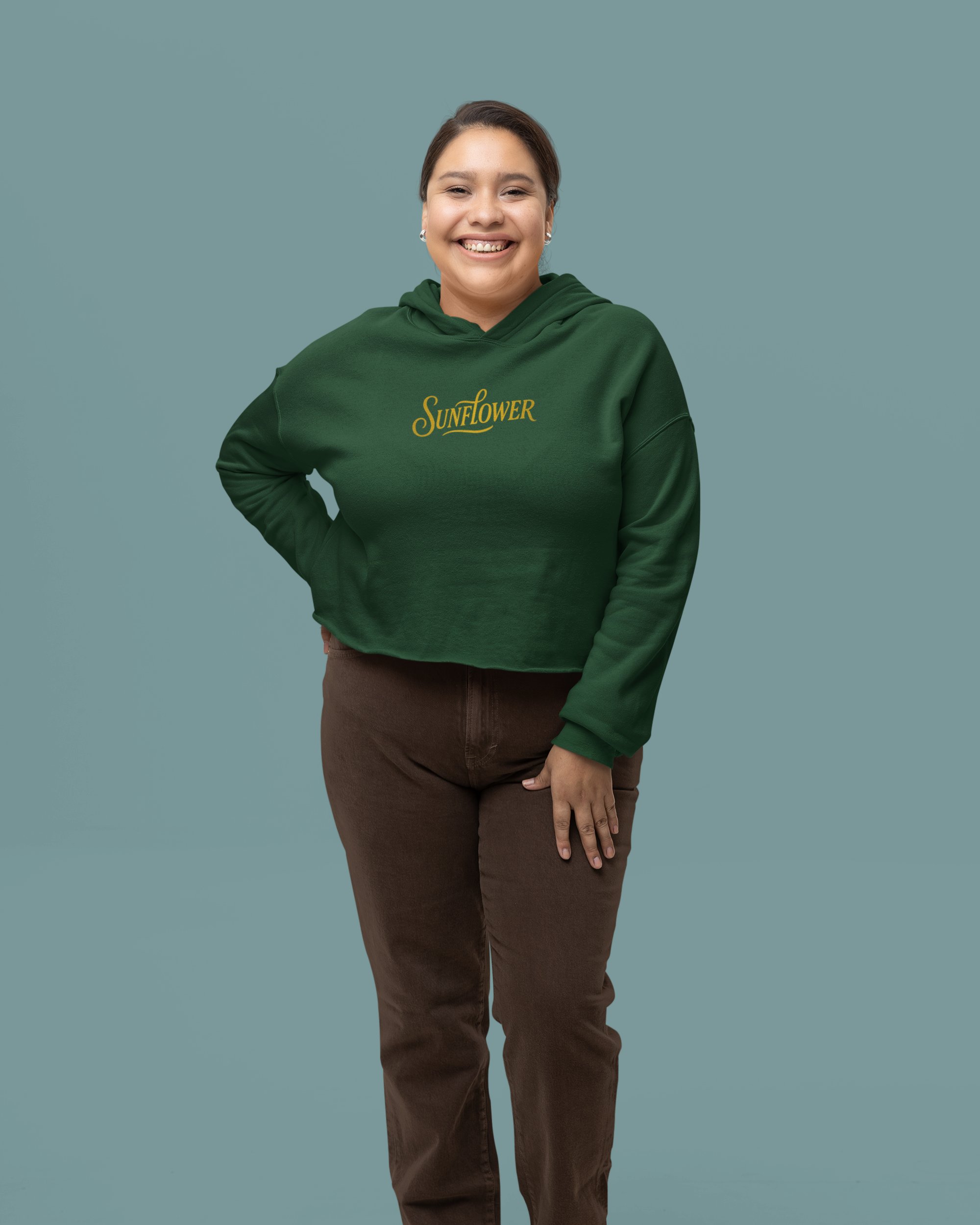 Twin Sunflowers Crop Hoodie – Artistic Back Print for Sunshine Lovers